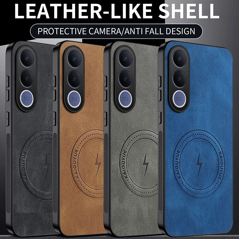 Luxury Business Phone Case for Vivo V70 FE V70 V60 Lite V50 Lite V40 Lite V40 V30 Pro Magnetic Sheepskin Leather All-inclusive Back Cover