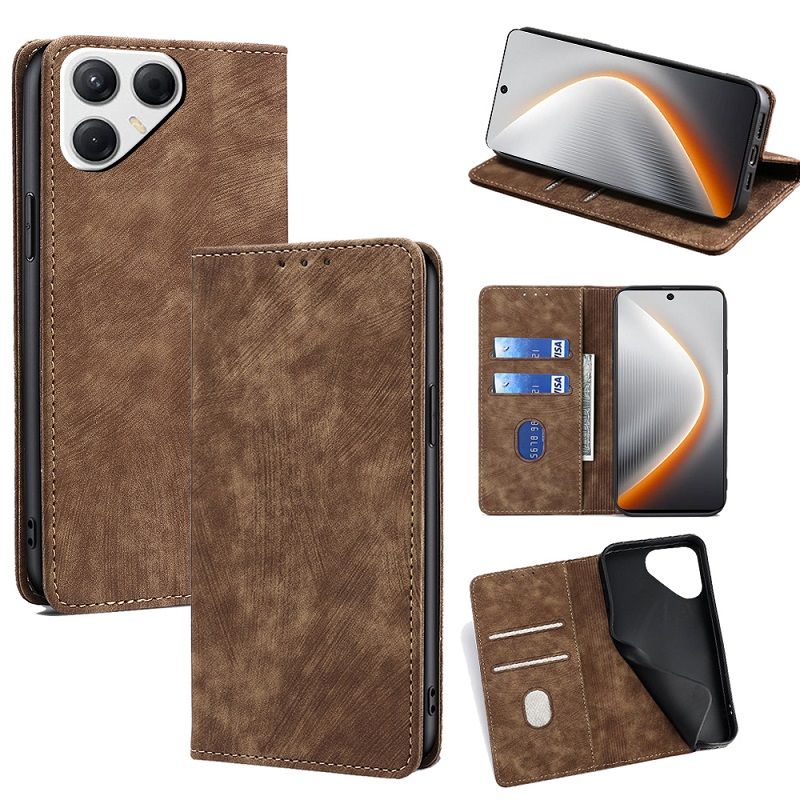 Leather Phone Case Flip Cover for Tecno Pova 7 4G/LJ6 [RFID Blocking] Magnetic PU Leather Stand Holder Shockproof Protection Case