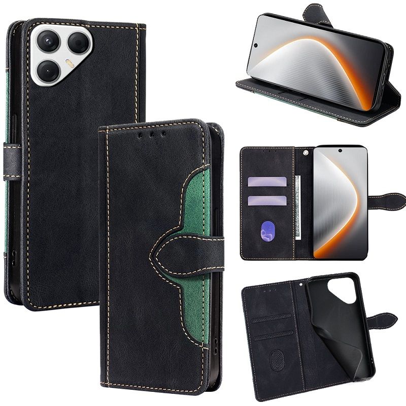 Leather Phone Case Flip Cover for Tecno Pova 7 4G/LJ6 [RFID Blocking] Magnetic PU Leather Stand Holder Shockproof Protection Case