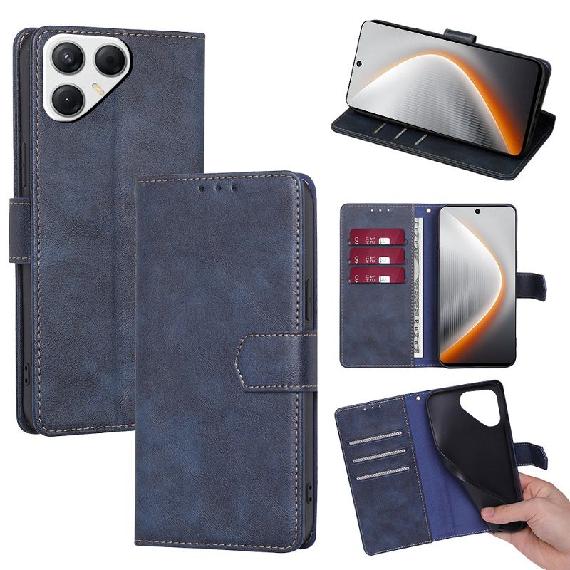 Leather Phone Case Flip Cover for Tecno Pova 7 4G/LJ6 [RFID Blocking] Magnetic PU Leather Stand Holder Shockproof Protection Case
