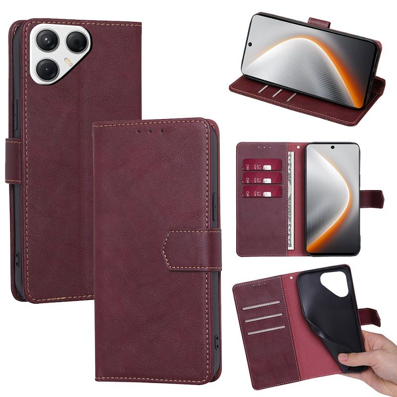 Leather Phone Case Flip Cover for Tecno Pova 7 4G/LJ6 [RFID Blocking] Magnetic PU Leather Stand Holder Shockproof Protection Case