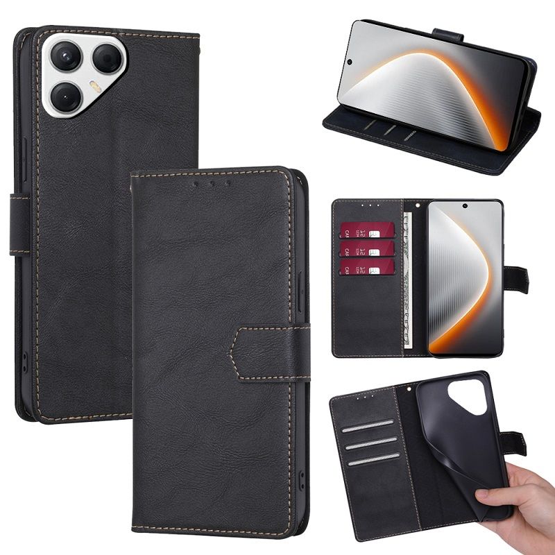 Leather Phone Case Flip Cover for Tecno Pova 7 4G/LJ6 [RFID Blocking] Magnetic PU Leather Stand Holder Shockproof Protection Case