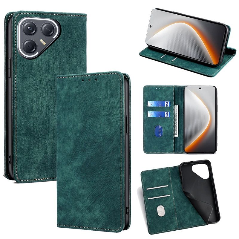 Leather Phone Case Flip Cover for Tecno Pova 7 Ultra 5G/LJ9 [RFID Blocking] Magnetic PU Leather Stand Holder Shockproof Protection Case