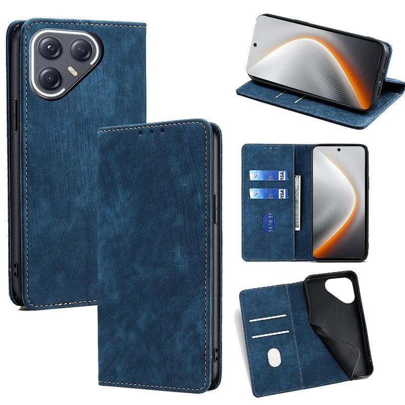 Leather Phone Case Flip Cover for Tecno Pova 7 Ultra 5G/LJ9 [RFID Blocking] Magnetic PU Leather Stand Holder Shockproof Protection Case