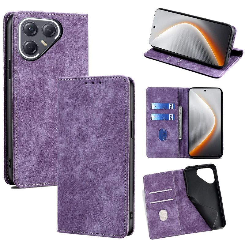 Leather Phone Case Flip Cover for Tecno Pova 7 Ultra 5G/LJ9 [RFID Blocking] Magnetic PU Leather Stand Holder Shockproof Protection Case