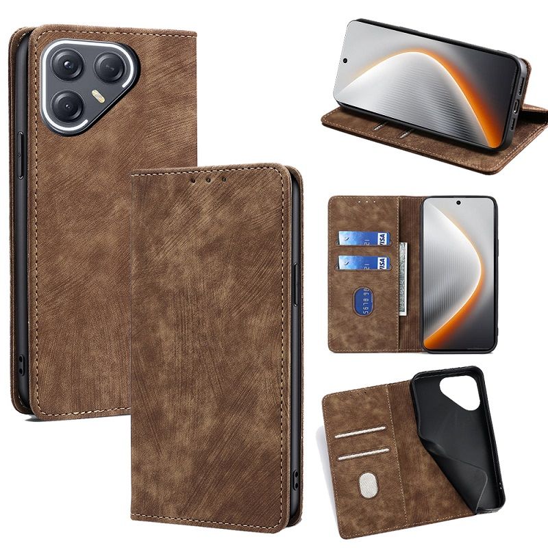 Leather Phone Case Flip Cover for Tecno Pova 7 Ultra 5G/LJ9 [RFID Blocking] Magnetic PU Leather Stand Holder Shockproof Protection Case