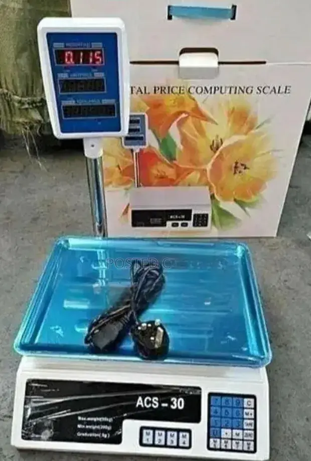 Original ACS Digital Rechargeable Weighing Scale (With Arm / Pole) — Up to 30kg. Ideal for shops, road kiosks, groceries, butcheries, fruits & vegetables stalls.