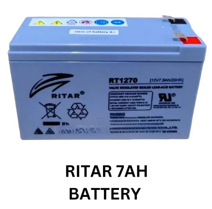 Ritar 7Ah UPS Battery – Durable 12V Backup Power for UPS, CCTV & Alarm Systems. Designed to provide reliable and durable backup power for UPS units, CCTV cameras, alarm systems, and other low-power DC