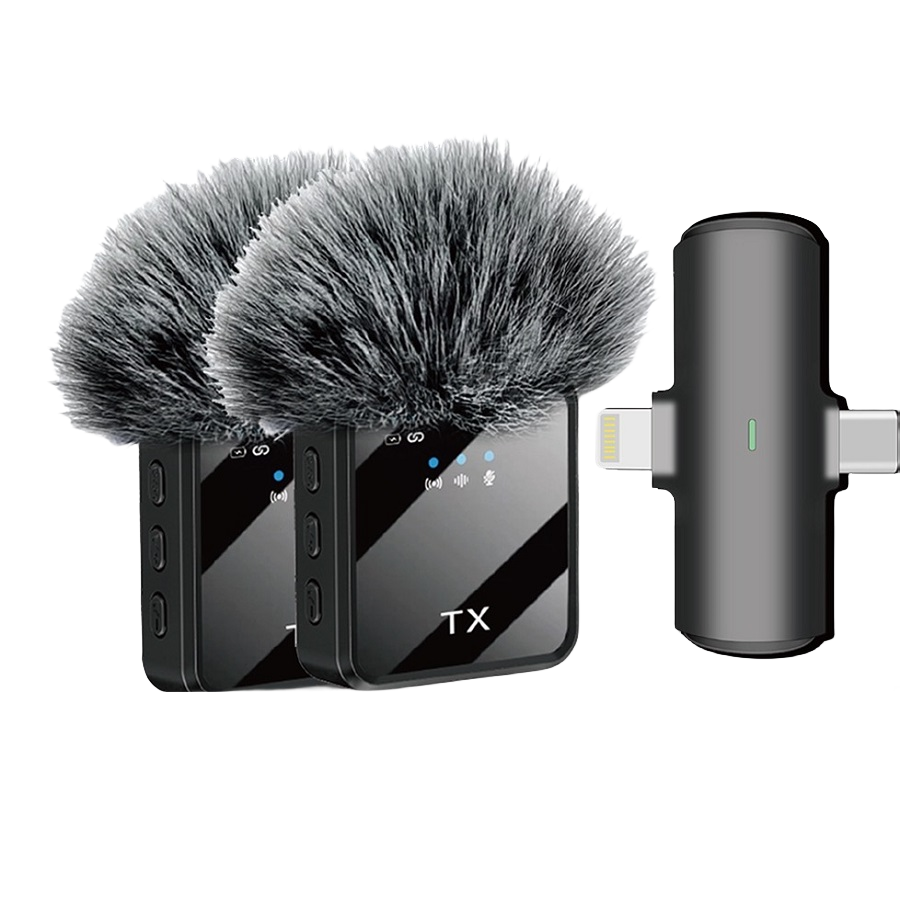 2N1 Wireless Collar Microphone With Furry Square Mark IPhone&Android
