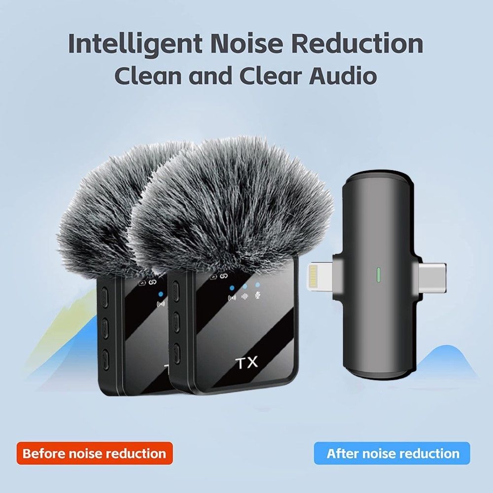 2N1 Wireless Collar Microphone With Furry Square Mark IPhone&Android