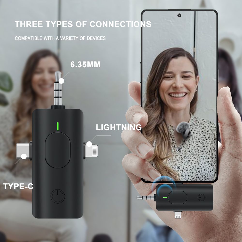 Wireless Lavalier Microphone Universal Three In One Plug And Play And LED Display Screen