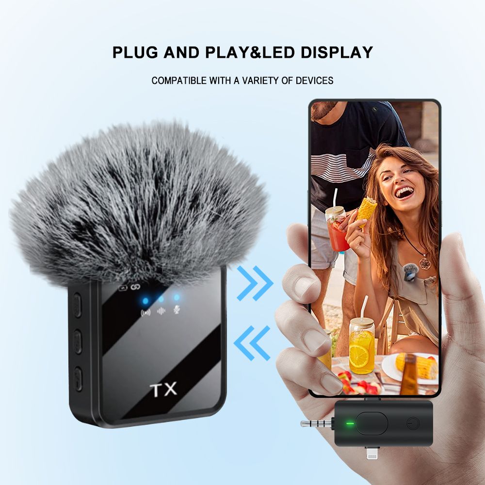 Wireless Lavalier Microphone Universal Three In One Plug And Play And LED Display Screen