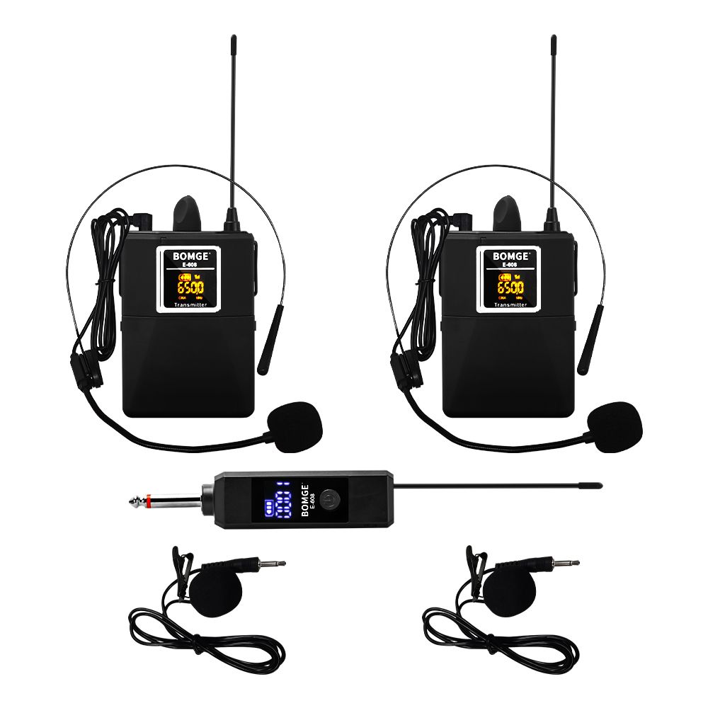 BOMGE Wireless Lavalier Lapel Microphone System/Headset Mic/Interview Mic，for,PA Speaker, Teaching, and Tablets,164Ft