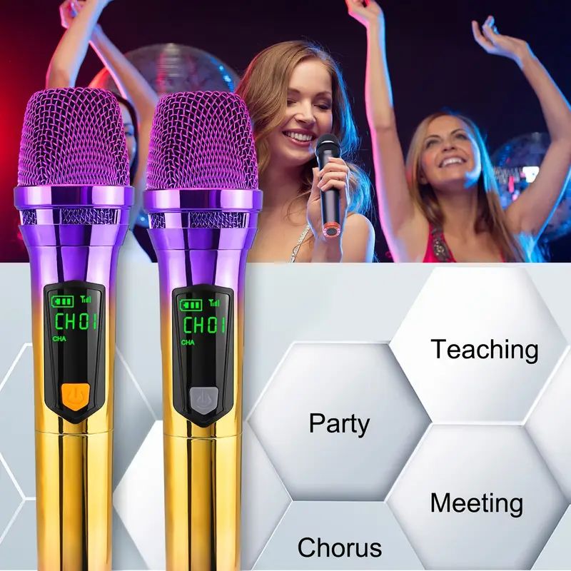 BOMGE 108 Holding Wireless Microphones With Both Hands
