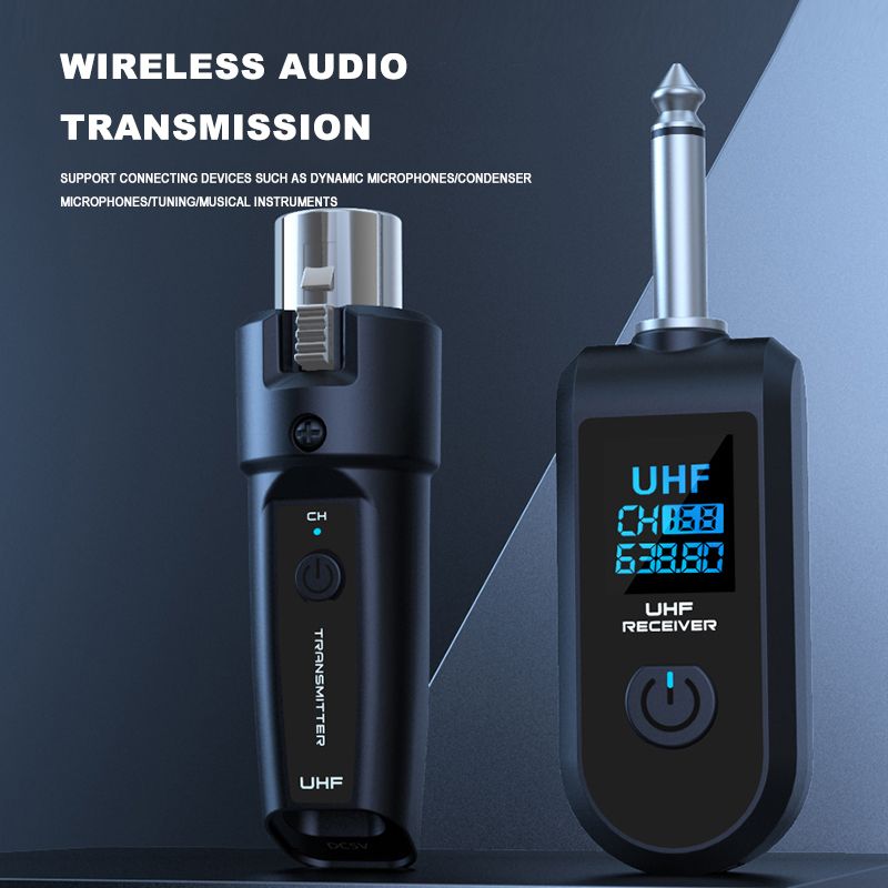 Wireless Microphone Transmitter Receiver 2.4Ghz,MicWireless System, Rechargeable Wireless Mic Adapter with 48V for Audio Mixer,