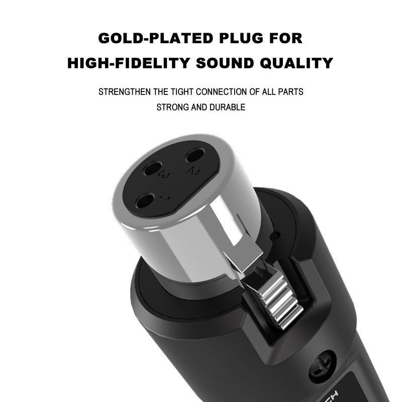 Wireless Microphone Transmitter Receiver 2.4Ghz,MicWireless System, Rechargeable Wireless Mic Adapter with 48V for Audio Mixer,