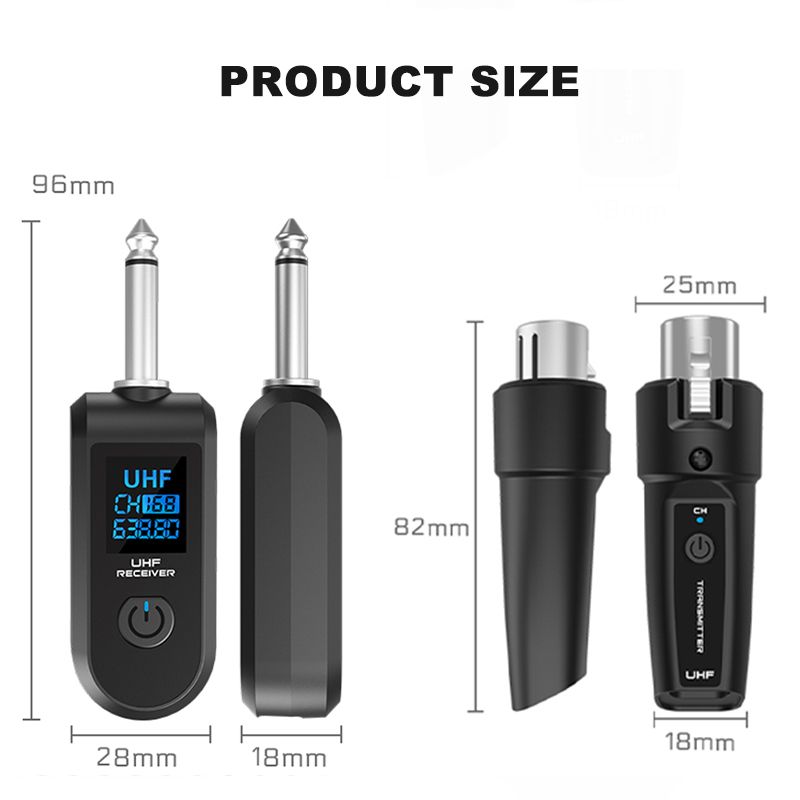 Wireless Microphone Transmitter Receiver 2.4Ghz,MicWireless System, Rechargeable Wireless Mic Adapter with 48V for Audio Mixer,