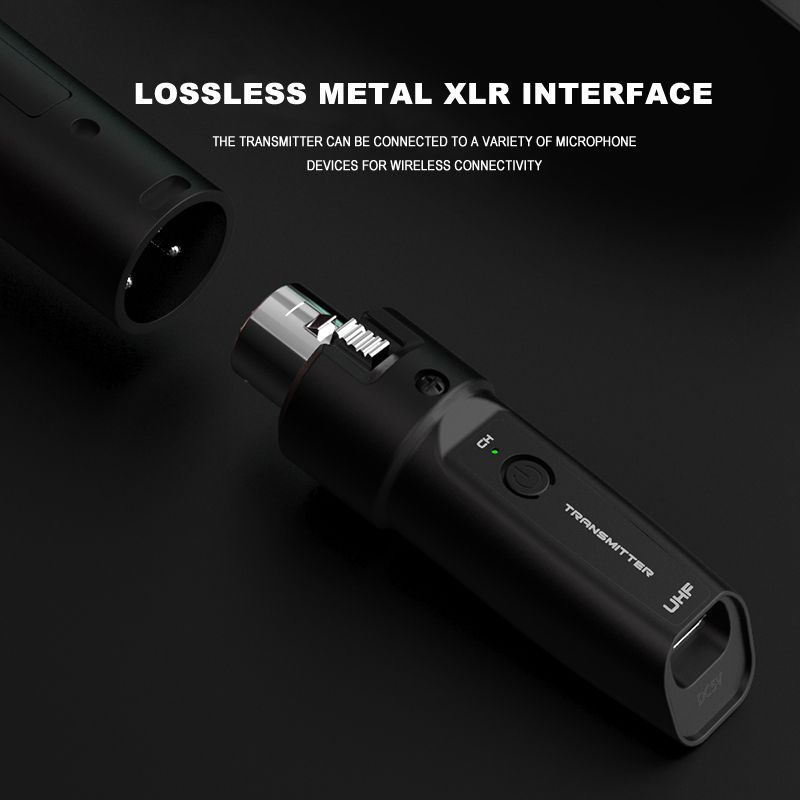 Wireless Microphone Transmitter Receiver 2.4Ghz,MicWireless System, Rechargeable Wireless Mic Adapter with 48V for Audio Mixer,