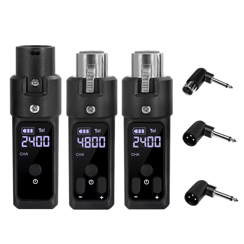 Wireless Microphone Transmitter Receiver 2.4Ghz,MicWireless System, Rechargeable Wireless Mic Adapter with 48V for Audio Mixer,
