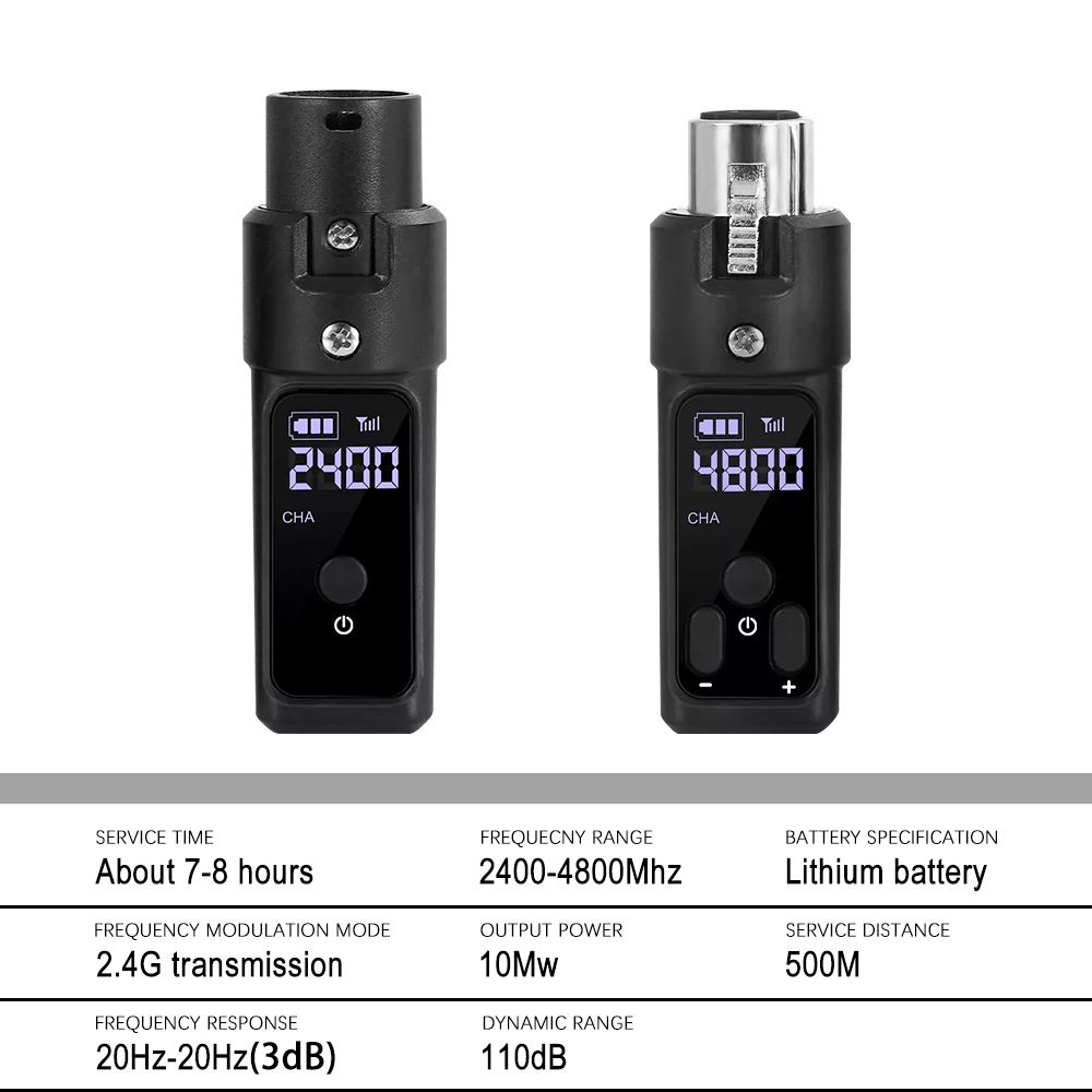 Wireless Microphone Transmitter Receiver 2.4Ghz,MicWireless System, Rechargeable Wireless Mic Adapter with 48V for Audio Mixer,