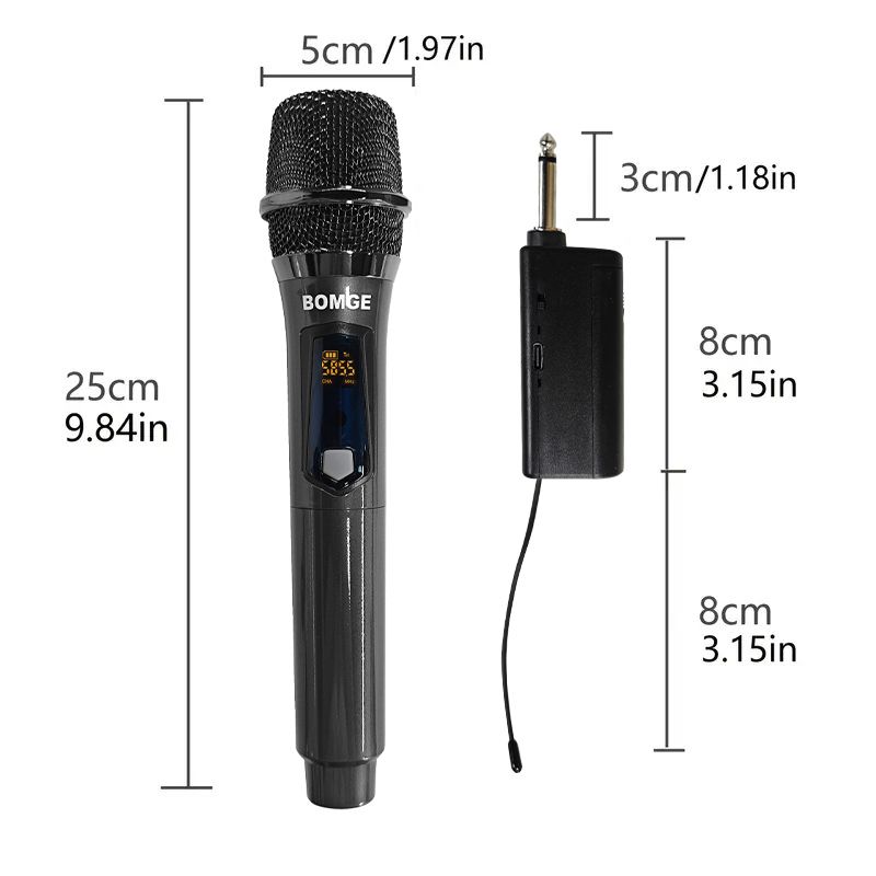 Wireless Handheld Microphone,Dual Cordless Dynamic Mic System With 1200MAh Rechargeable Receiver For Karaoke Wedding Party Church