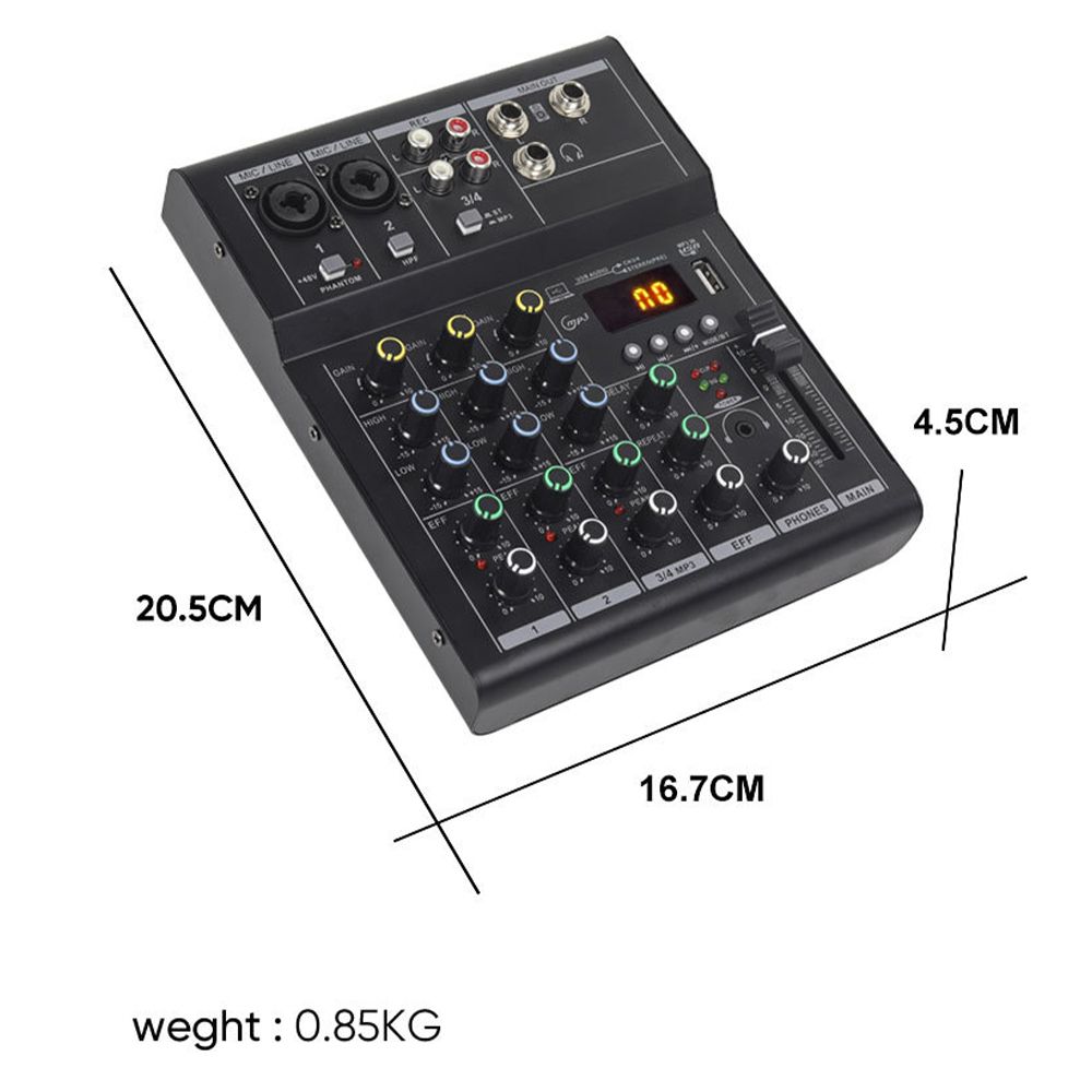 BOMGE Professional 4 Channel Audio Mixer Sound Board Mixing Console With USB Interface For Recording Live Streaming Podcasting