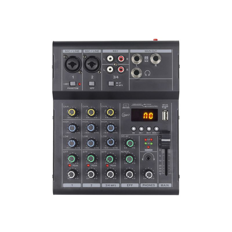 BOMGE Professional 4 Channel Audio Mixer Sound Board Mixing Console With USB Interface For Recording Live Streaming Podcasting
