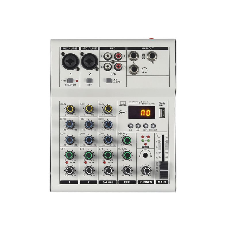 BOMGE Professional 4 Channel Audio Mixer Sound Board Mixing Console With USB Interface For Recording Live Streaming Podcasting