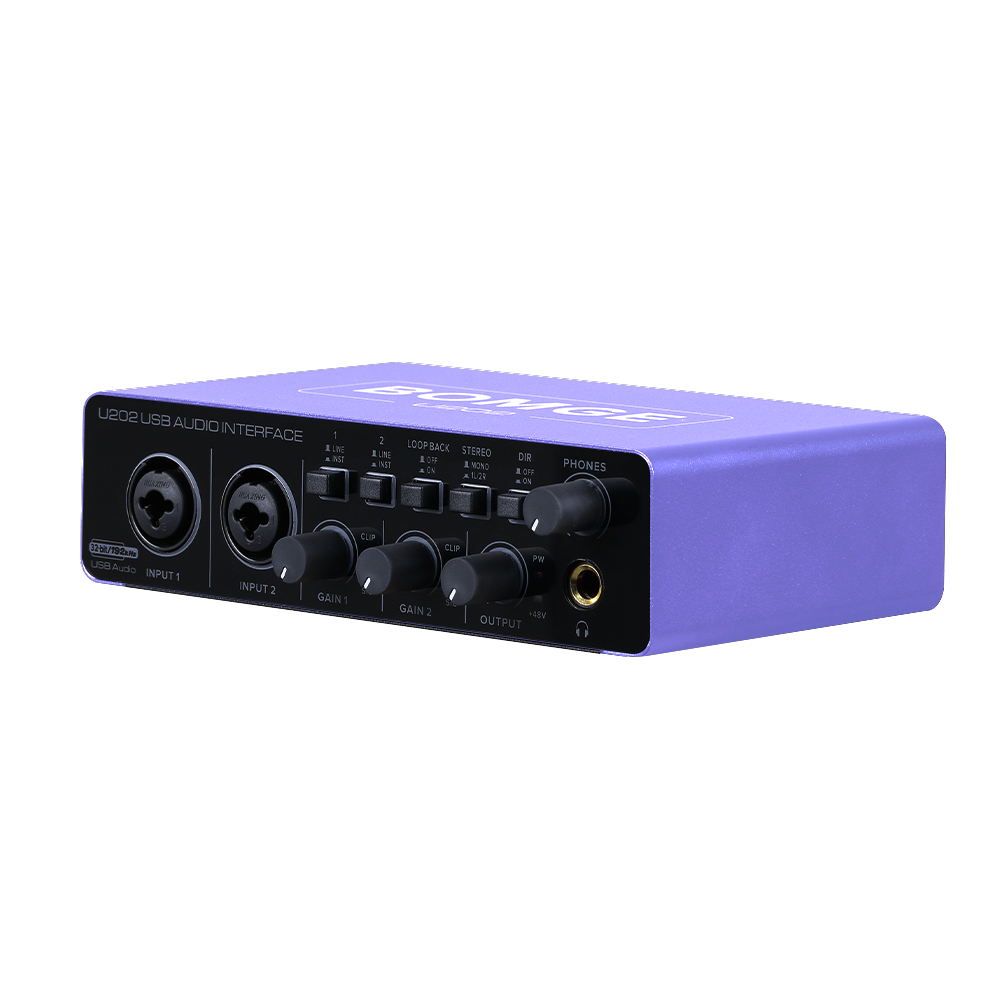 BOMGE U202 USB Audio Interface With Mic Preamplifier XLR/TSR/TS Ports,48V,32-Bit/192kHz Resolution