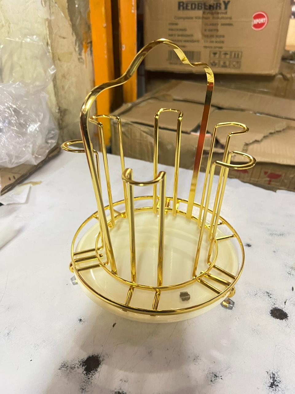 Round glass holder with tray