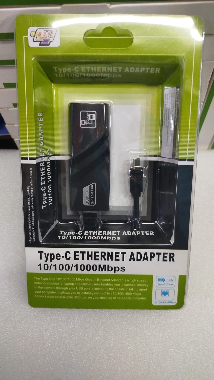 Type-C Ethernet Adapter that provides a wired network connection for devices with a USB-C port. 
Function: Converts a USB Type-C port into an RJ45 Ethernet port, offering a stable and faster internet