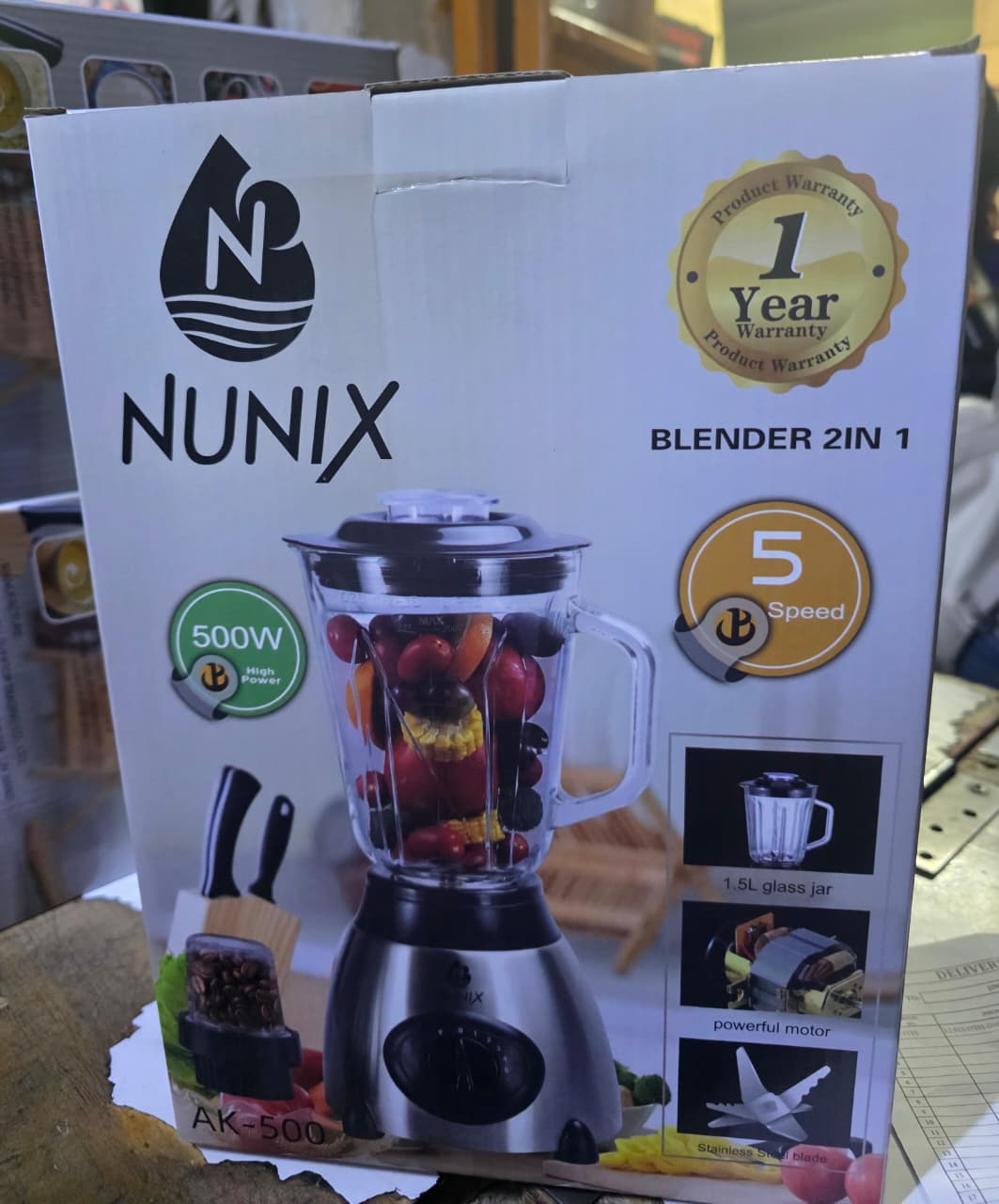 Nunix 2-in-1 Blender – Power, Durability & Versatility in One!
Blend smarter with this high-performance 500W Nunix blender, built to handle everything from hot soups to iced smoothies with ease. Its d