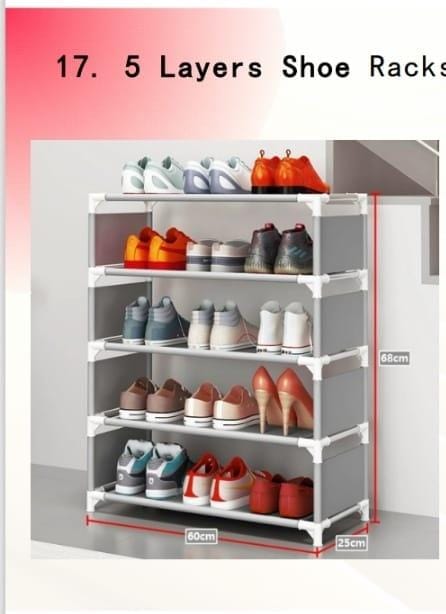 5-Layer Shoe Rack – Organize Your Shoes in Style! 👟✨

Say goodbye to cluttered floors with this sturdy 5-layer shoe rack, designed to store all your footwear neatly while saving space. Perfect for be