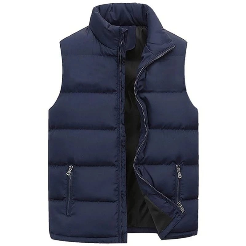 Mens Vest Jacket Warm Sleeveless Jackets Winter Waterproof Zipper Coat Autumn Stand-up Collar Casual Waistcoat Men's Winter Vest