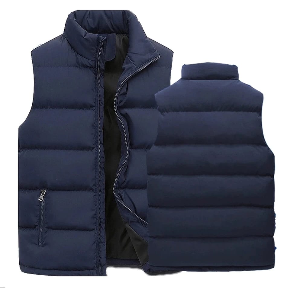 Mens Vest Jacket Warm Sleeveless Jackets Winter Waterproof Zipper Coat Autumn Stand-up Collar Casual Waistcoat Men's Winter Vest