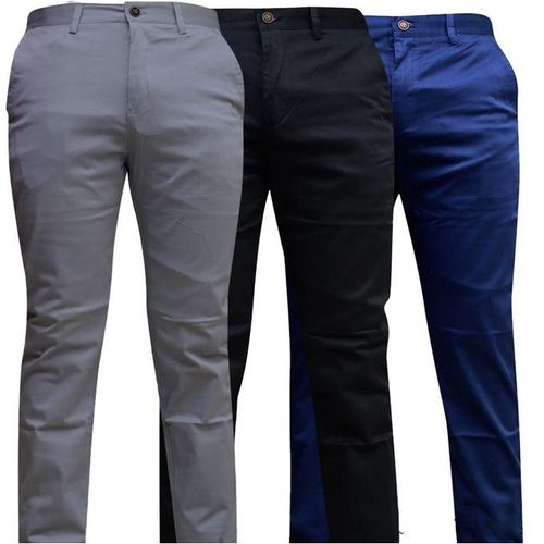 3 set Slim Fit Strechable Khaki Trouser Pants For Men.