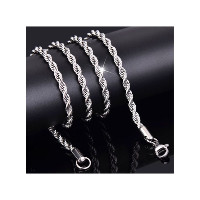 Silver Twisted Men Chain Rope Elegant Bracelet Bangle