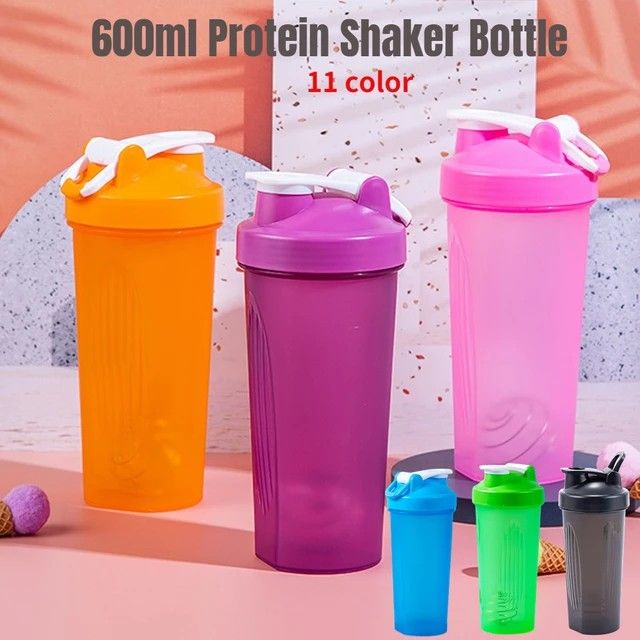 600ml Protein Shaker Bottle Herbalife Protein Powder Shake Cup for Ffitness Training Sport Slushy Water Bottle with Scale Non-Breakable