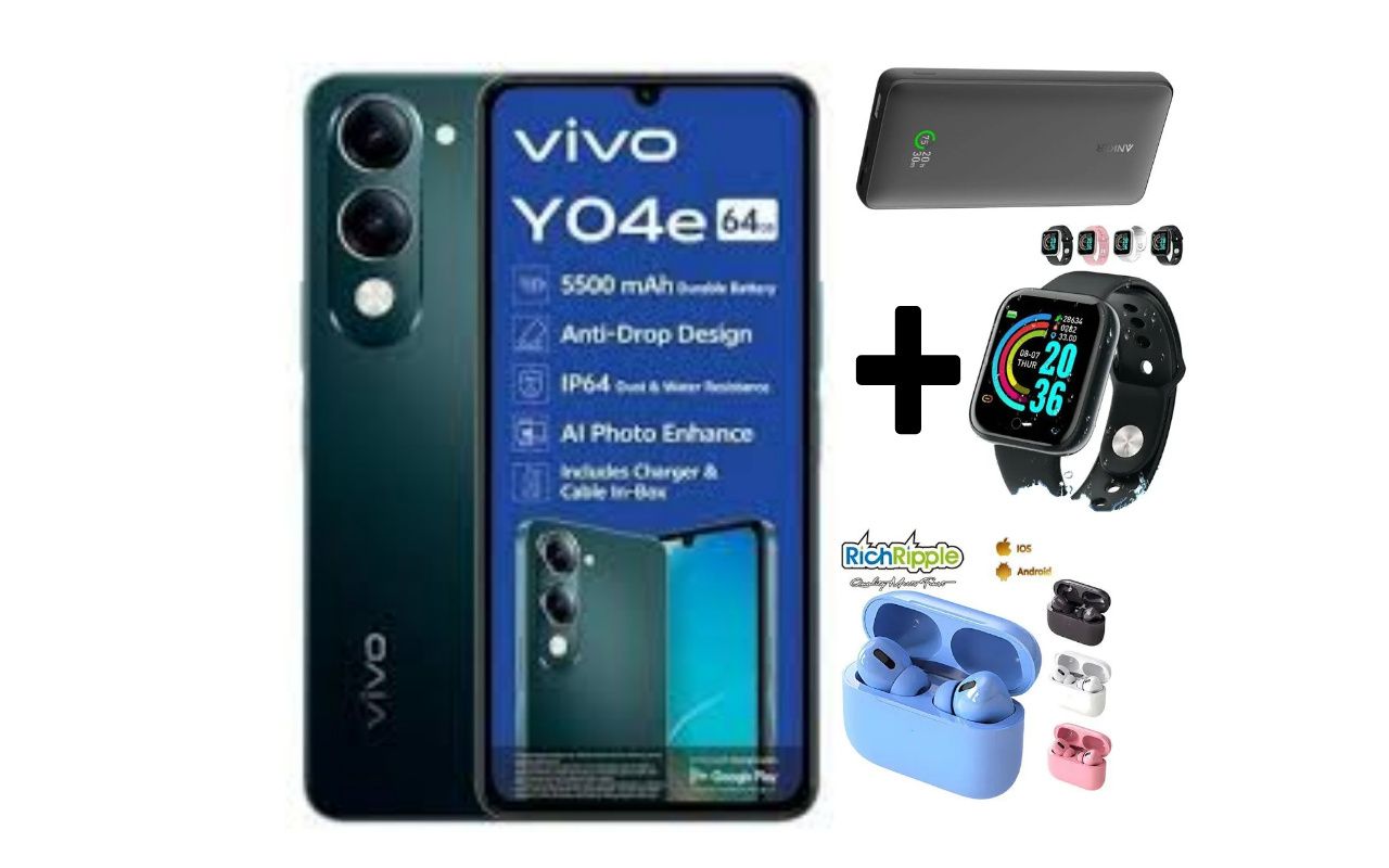 VIVO Y04e, 4G, 6.74", 4GB RAM + 64GB ROM,(Dual SIM), 5500mAh BATTERY CAPACITY+FREE GIFTS