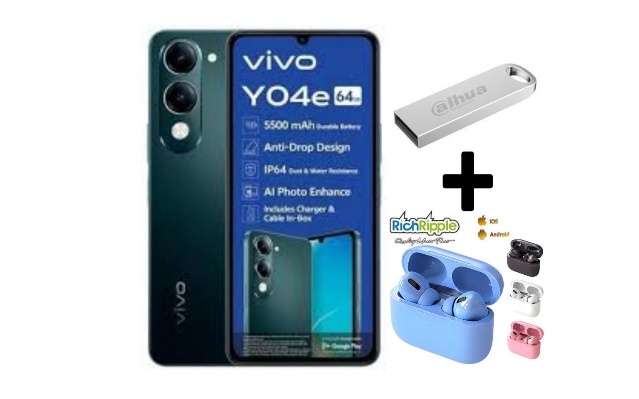 VIVO Y04e, 4G, 6.74", 4GB RAM + 64GB ROM,(Dual SIM), 5500mAh BATTERY CAPACITY+FREE GIFTS