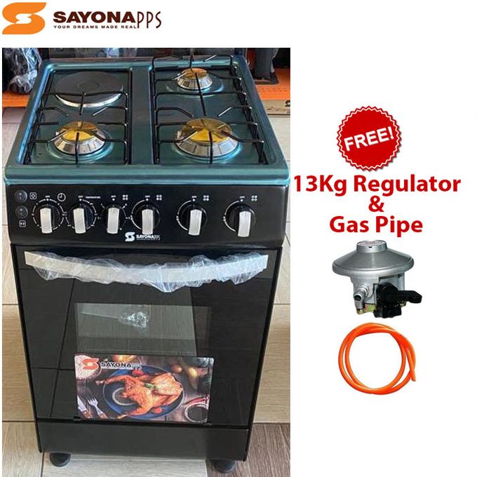 SAYONA 3+1 Free Standing Cooker with Electric oven, 3 GAS + 1 HOT PLATE WITH ELECTRIC OVEN+FREE GIFTS