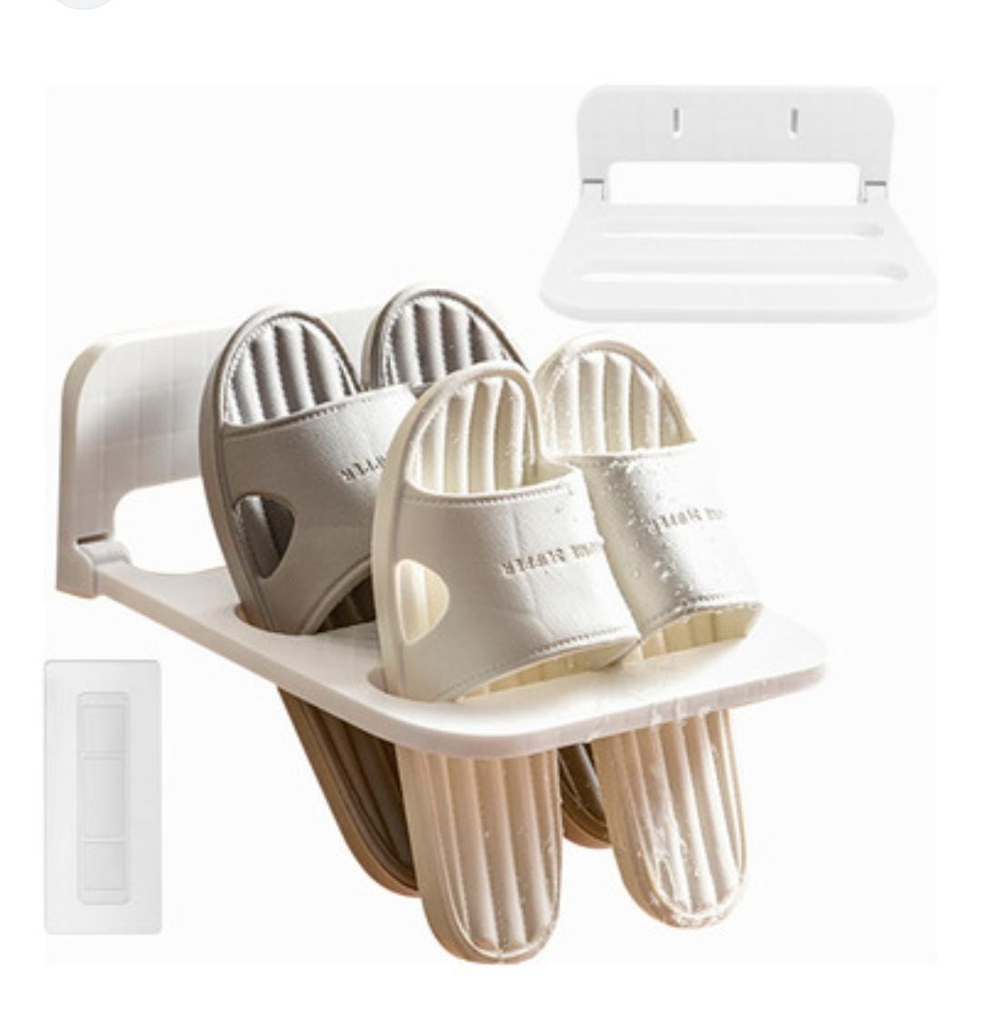 [NEW SALES !!! ] 2in1 classy high quality home  Adhesive wall mounted folding bathroom slippers and Crocs storage rack