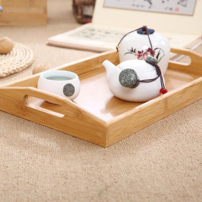 [ NEW LIMITED OFFER !!! ] 1 PC eco friendly bamboo rectangular  Home kitchen serving tray for  kung fu tea cup fruit dessert food sundries storage hotel dinner plate