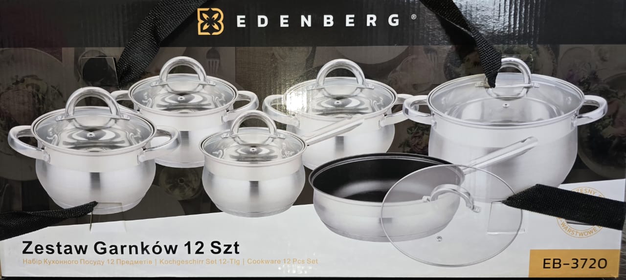[ 🔥COOK TO PERFECTION AND IN STYLE 🤩🤩✨ !!! ] 12 Pc Classy Brand New Very High Quality Stylish and Luxurious Kitchen Edenberg Cookware Set  .Designed With Durability and Functionality 🔥👌