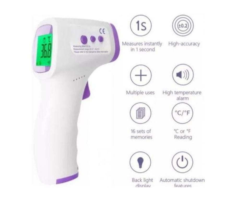 🌡️ Medical Infrared Forehead Thermometer Thermogun (1 pc) ✅ Non-contact & fast speed 💡 Features memory, backlight & accurate readings 🔒 Safe for all ages, ideal for clinics & home use