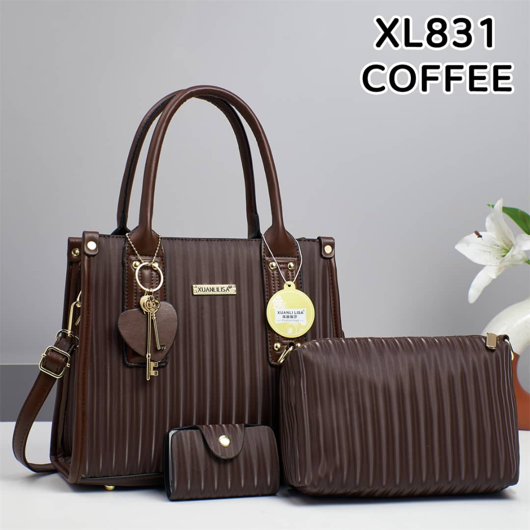 👜 Xuanli Lisa 3pcs Handbag Set (1pcs) ✨ Includes bag, purse & wallet 💯 Stylish & versatile ⚡ Perfect for daily use, shopping & outings 🌟 Elegant, durable & trendy 🌸