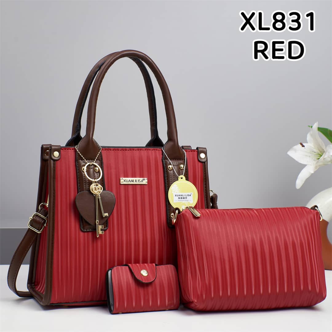 👜 Xuanli Lisa 3pcs Handbag Set (1pcs) ✨ Includes bag, purse & wallet 💯 Stylish & versatile ⚡ Perfect for daily use, shopping & outings 🌟 Elegant, durable & trendy 🌸