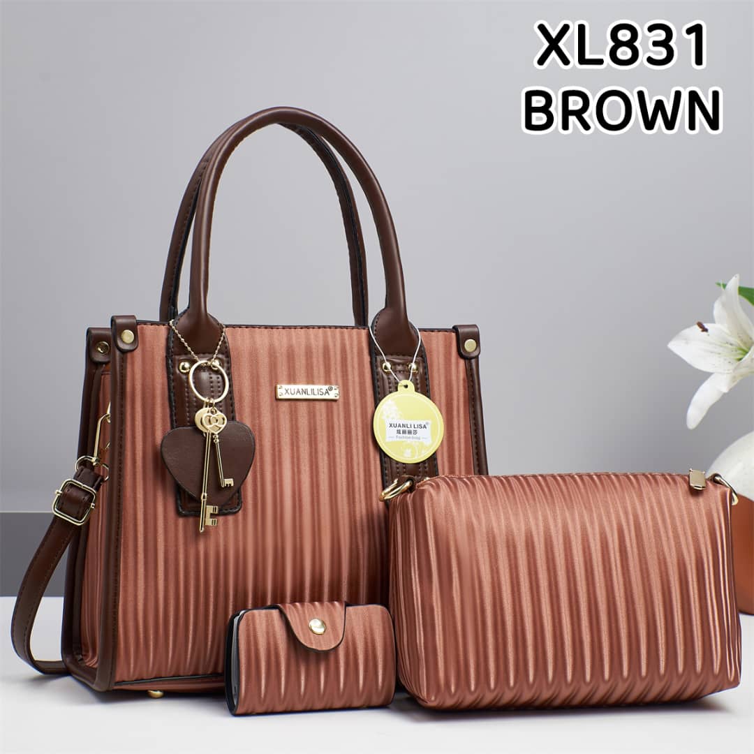 👜 Xuanli Lisa 3pcs Handbag Set (1pcs) ✨ Includes bag, purse & wallet 💯 Stylish & versatile ⚡ Perfect for daily use, shopping & outings 🌟 Elegant, durable & trendy 🌸