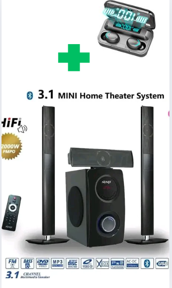 [ GRAB IT AT LOW PRICE+ ADDED OFFERS 🤩🤩✨ !!! ] Brand New Very Quality Durable  Nunix M7 woofer 3.1 CH Multimedia Speaker System. That Comes With Free wireless portable ear-pods at Affordable Price