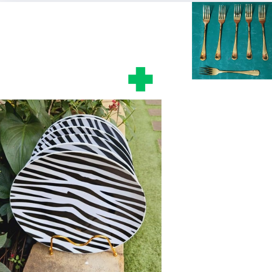 [🥗 FRESH KITCHEN DEAL 🤩🔥✨ !!! ] 👉 6-pc ceramic plates 🥗leak-proof & durable glass 💯 perfect for Famliy Dinner.Comes With Free set of gold Forks